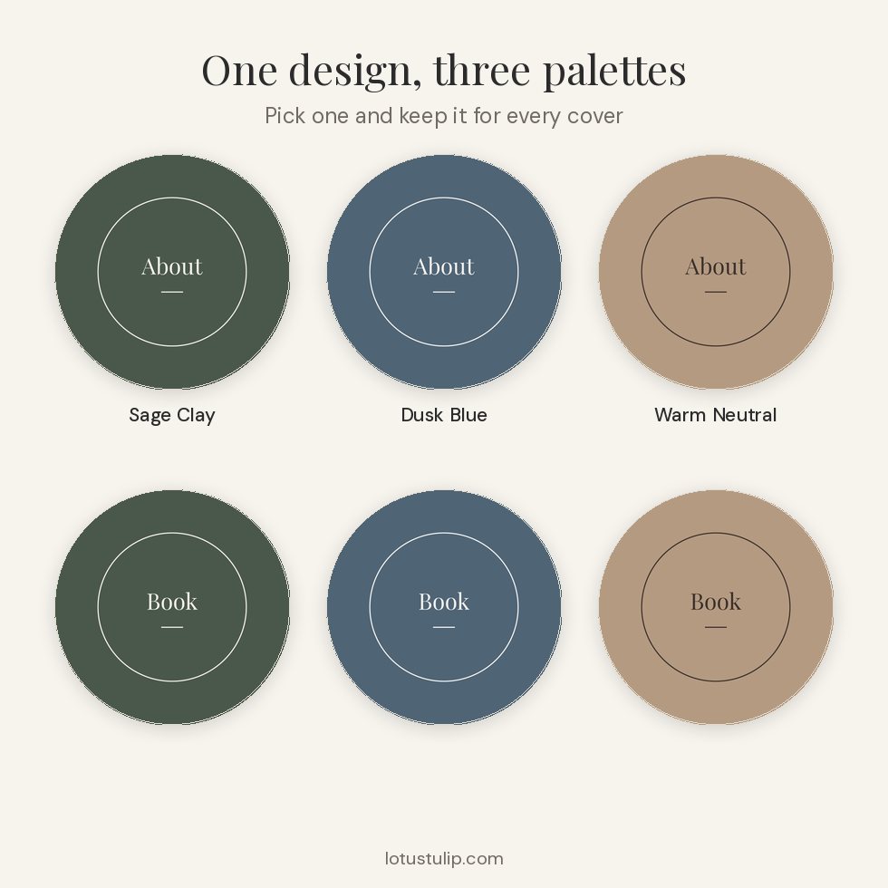 The same therapist highlight cover design in three palettes: Sage Clay, Dusk Blue and Warm Neutral