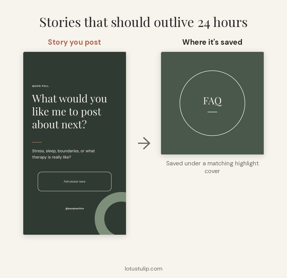 A therapist Instagram Story and the matching highlight cover it is saved under