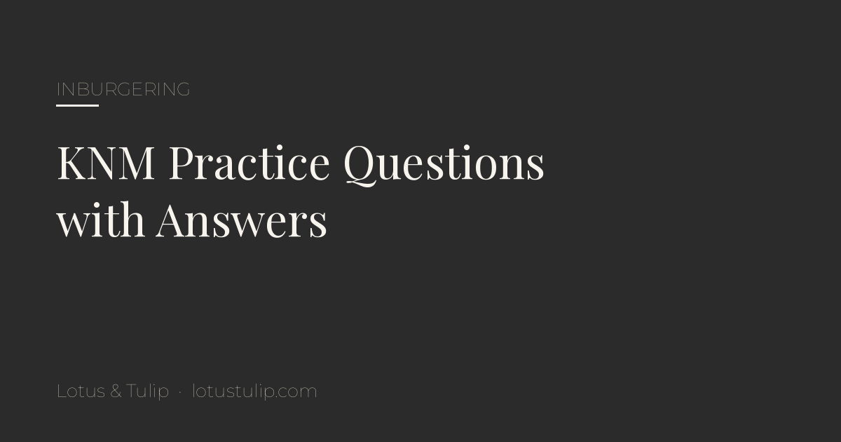 Title card: KNM practice questions with answers in Dutch and English
